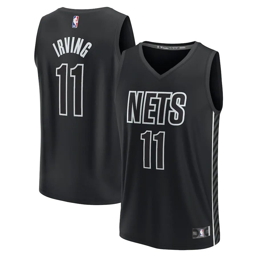Men Brooklyn Nets 11 Kyrie Irving Fanatics Branded Black Statement Edition 2022-23 Fast Break Player NBA Jersey